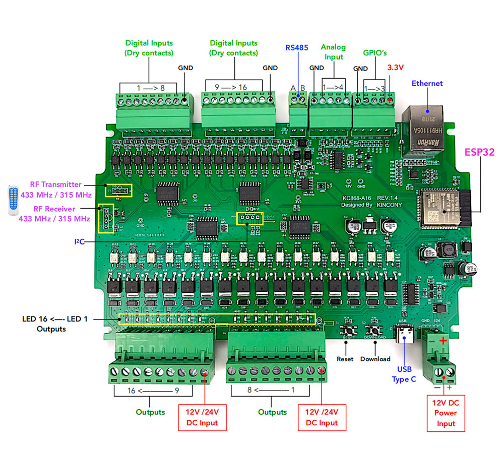 esp32 16 relay board